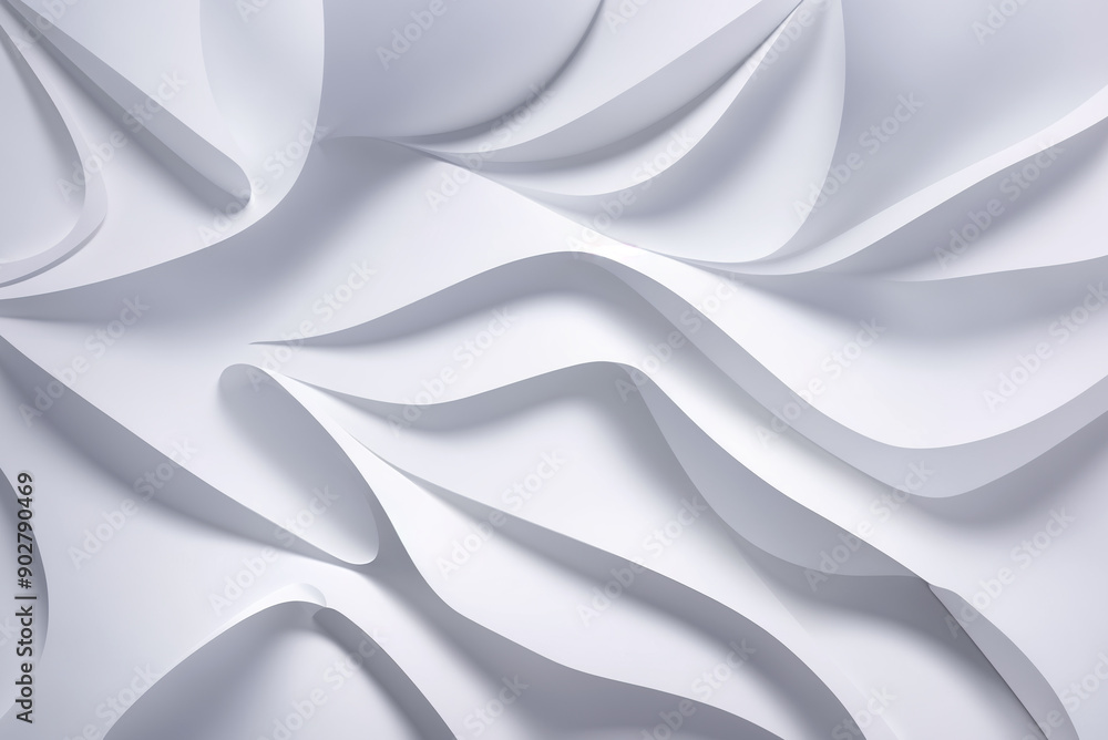 Fototapete abstract geometric texture with intersecting white waves and curved shapes. white background of geom