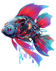Obraz premium Betta Fish mechanical cyborg mecha robot illustration