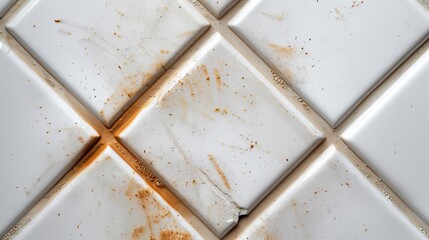 Close-up of wet ceiling tiles showing water damage, with dark spots and peeling paint, emphasizing the effects of saturation