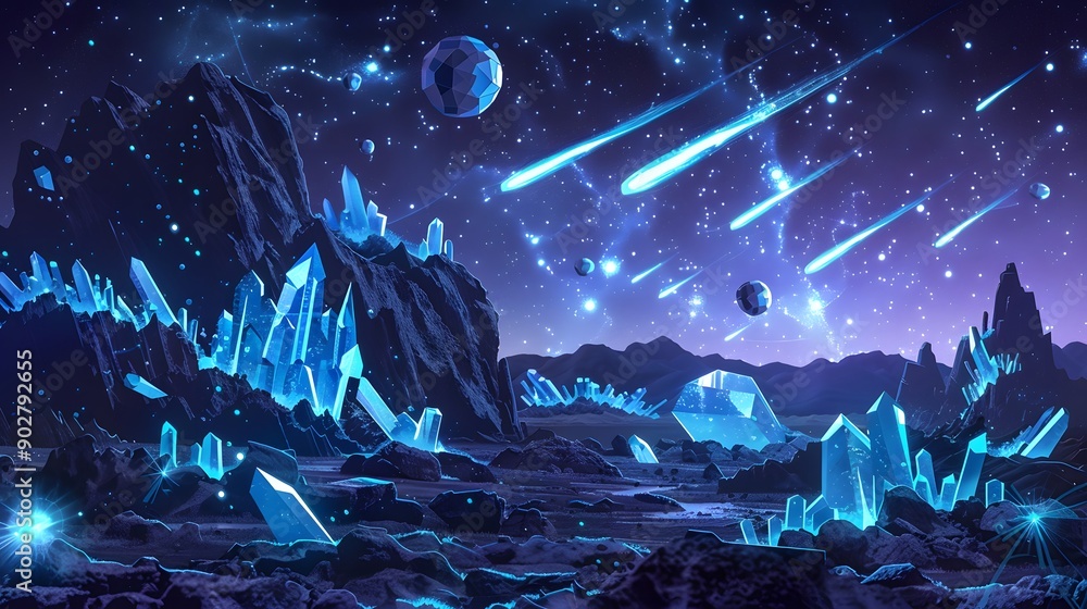 Wall mural crystal with space background