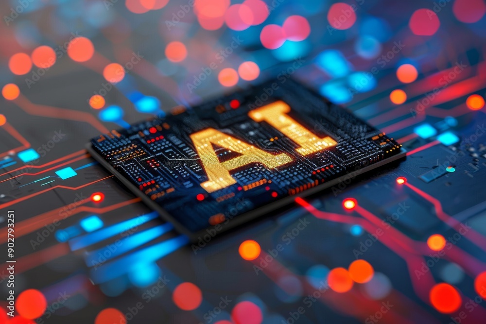 Poster digital brain with neural connections representing modern technology and innovative thinking.