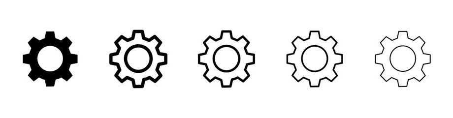 Set gear icon. Black settings icon. Set of vector gear icons of different settings. Vector illustration