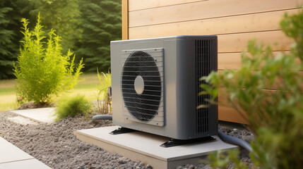 Air conditioning in the back of the house. Concepts of construction and design and installation of air conditioning systems.