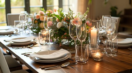 Elegant Dining Table Setting Creates an Inviting Ambiance for a Special Occasion Meal