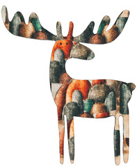 Colorful textured christmas deer