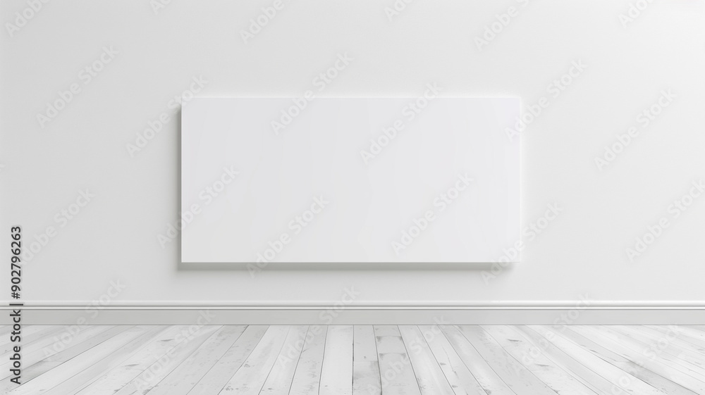 Wall mural empty clean board on a white clean wall