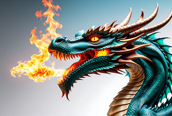 dragon breathing fire isolated white background cultures isolated white photo realistic photo high resolution high details vibrant