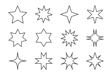Star line icon set. Simple style. Vector illustration