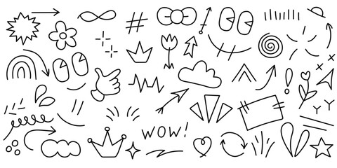 Doodles element by hand. Hand drawn doodle line curved. Decoration ornament vector