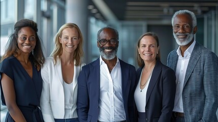 Obraz premium Diverse Leadership Team: Confident and professional, this diverse group of business leaders exudes strength and unity, ready to tackle any challenge. 