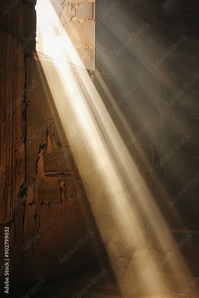 Poster the sun is shining through the clouds, creating a warm and peaceful atmosphere. the light is streami