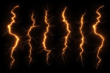 A group of lightning flashes on a dark and ominous black background