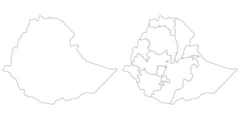 Ethiopia map. Map of Ethiopia in white set
