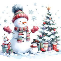 흰 배경, 눈사람 (White background, snowman)