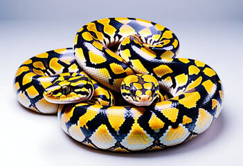 Obraz premium calico ball python pastel citrus colors isolated white background high resolution high details vibrant