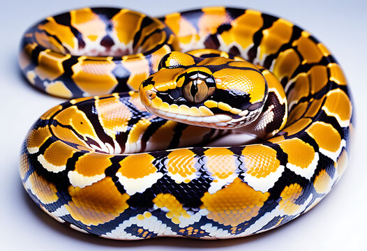 calico ball python pastel citrus colors isolated white background high resolution high details vibrant