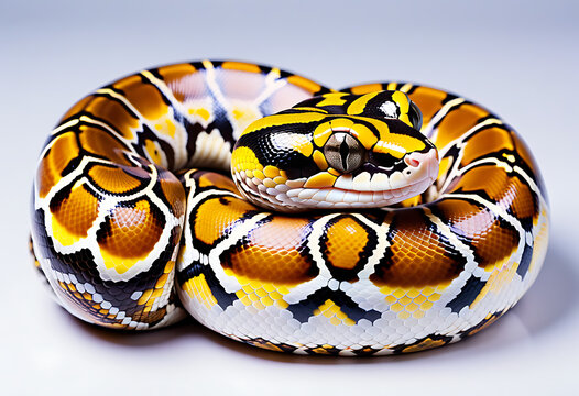 calico ball python pastel citrus colors isolated white background high resolution high details vibrant