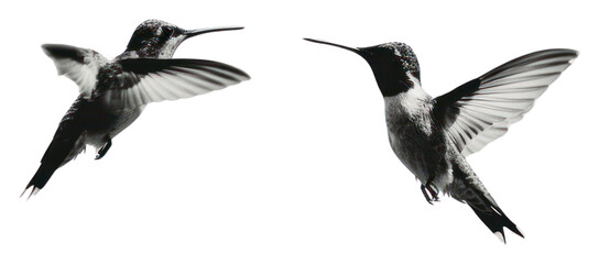 Fototapeta premium PNG Two hummingbirds in flight gracefully