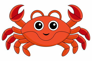 Cartoon Happy Crab Vector Illustration - Clipart and Line Art Design