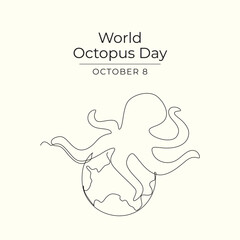 World Octopus Day vector design template good for celebration usage. World Octopus Day design. Continuous line drawing. eps 10.