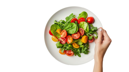 a plate of vegetable salad on a transparent background