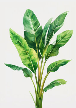 recommend clip art: Beautiful Watercolor Clipart of Emerald Green Banana Leaves