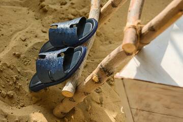 ostrich shoes on the beach