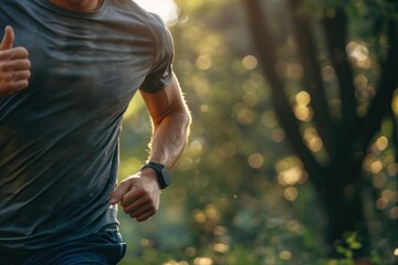 Close up Man Wearing a Fitness Tracker While Running