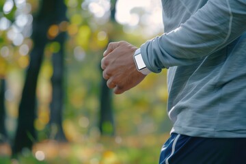 Close up Man Wearing a Fitness Tracker While Running