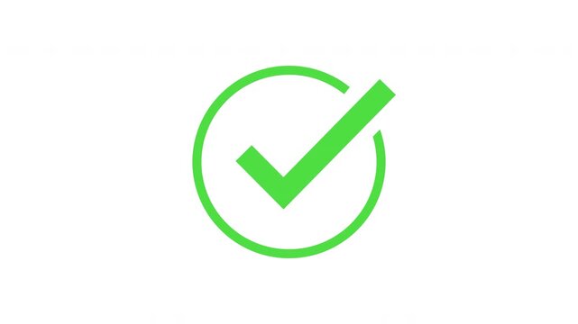 Checkmark animation in a green circle. Isolated on a white background.