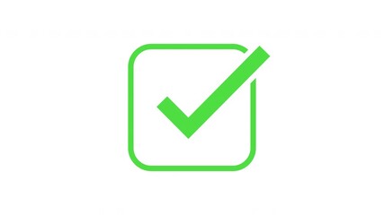 Animated green check mark icon. Isolated on a white background.