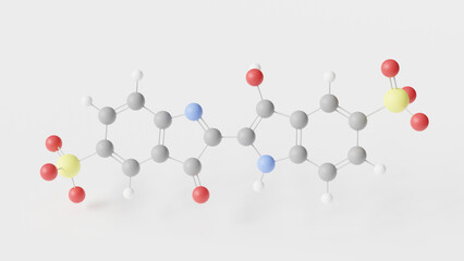 indigo carmine molecule 3d, molecular structure, ball and stick model, structural chemical formula e132 food colorant