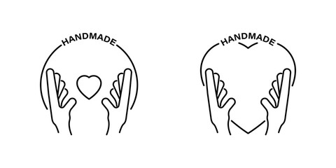 Handmade vector icon set. Handcraft present stamp icons.