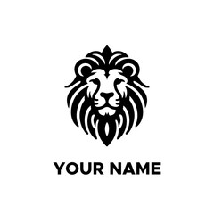 black lion head monoline logo