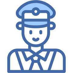 Vector Icon Pilot, Brown Hair, Caucasian, Professions And Jobs, Suit