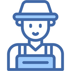 Vector Icon Farmer, Avatar, Brown Hair, Caucasian, Professions And Jobs, Farmer