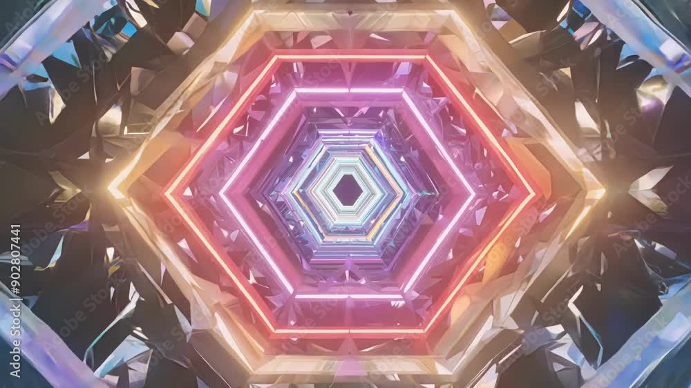 Poster an otherworldly journey through a realm of geometric wonders where prisms and polygons converge to c