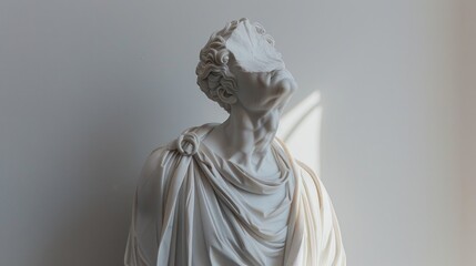 A statue of a woman in a flowing white dress