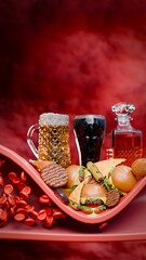 Hyperlipidemia or arteriosclerosis. Blocked artery concept and human blood vessel as a disease with cholesterol fat . Clogged arteries, Cholesterol plaque. Fast food, junk food. 3d rendering