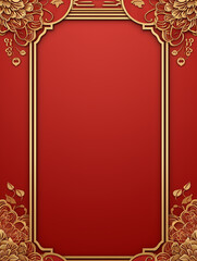 Invitation background with happy new year chinese concept with red and gold yellow colors with generative ai