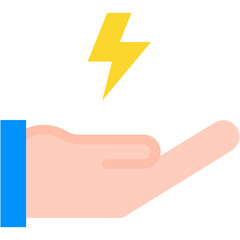 Vector Icon Electricity, Save Energy, Ecology and Environment, Hand, Power
