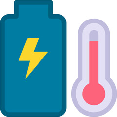 Vector Icon Overheat, Electronics, Warning, Battery, Hot, Caution
