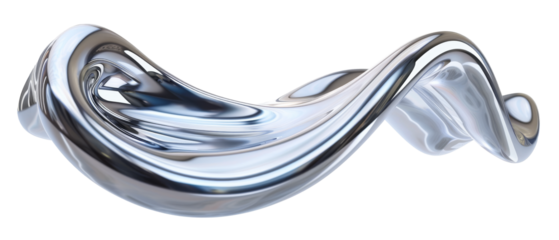 3D rendering of a wave chrome metallic band, isolated groovy