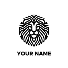 black lion head monoline logo