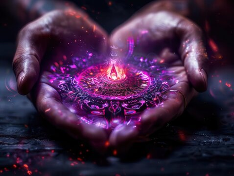 Palm reading session with a focus on detailed hand lines and symbolism, Realism, Soft hues, Illustration