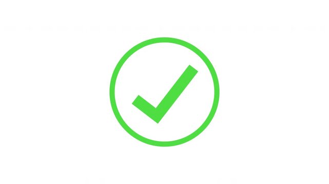 Checkmark animation in a green circle. Isolated on a white background.