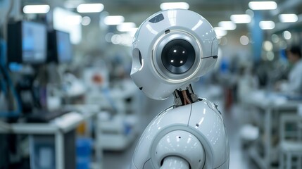 Fototapeta premium Humanoid robot, assisting workers