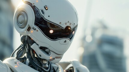 Fototapeta premium Humanoid robot, assisting workers