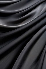 Fototapeta premium Luxurious black silk fabric with soft draping folds