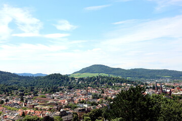 Blick auf Freiburg-Wiehre im Sommer